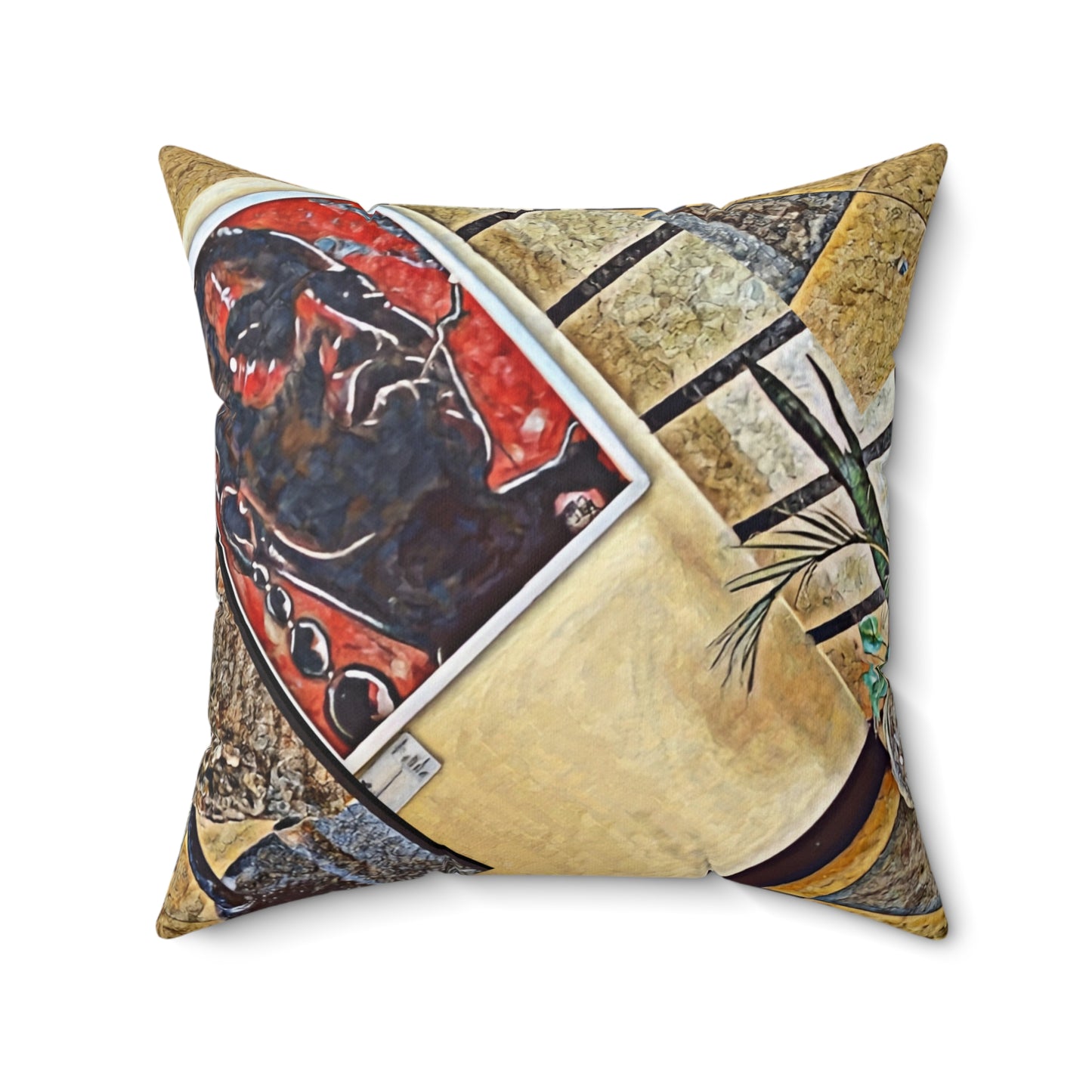 Cultural Museum Inspired Spun Polyester Square Pillow with Abstract Design