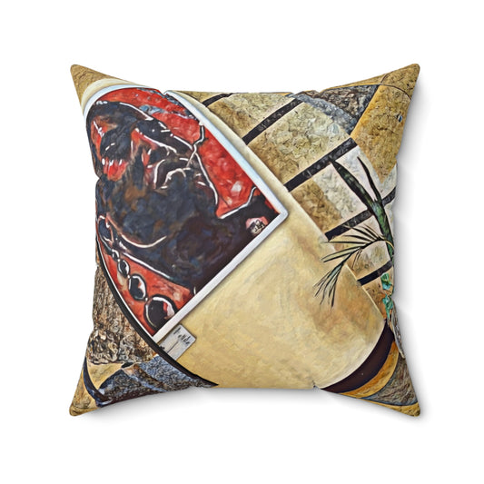 Cultural Museum Inspired Spun Polyester Square Pillow with Abstract Design