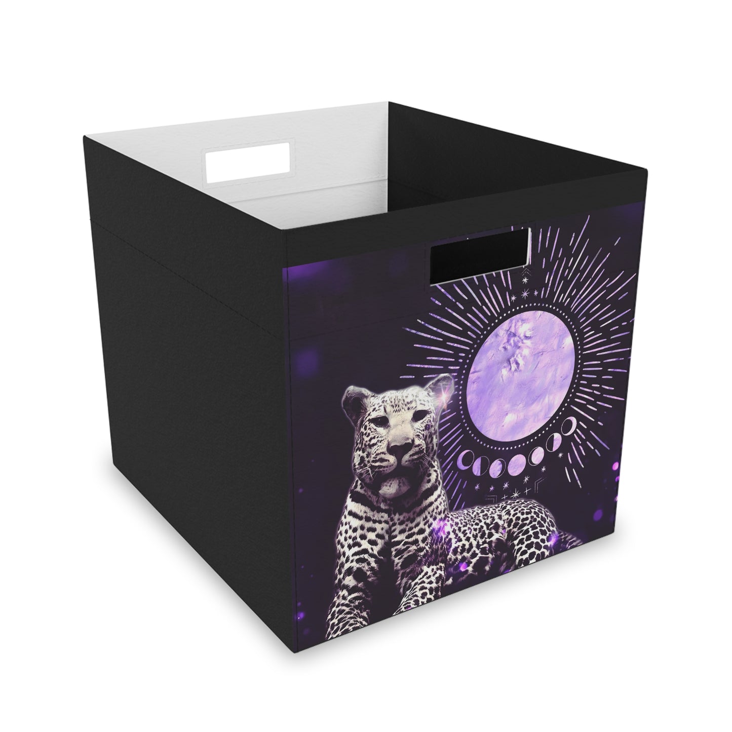 Color Coded Leopard Felt Storage Box - Stylish Organizer with Celestial Design