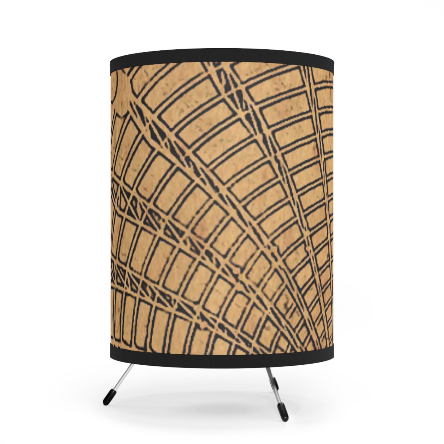Stylish Tripod Lamp with Geometric High-Res Shade