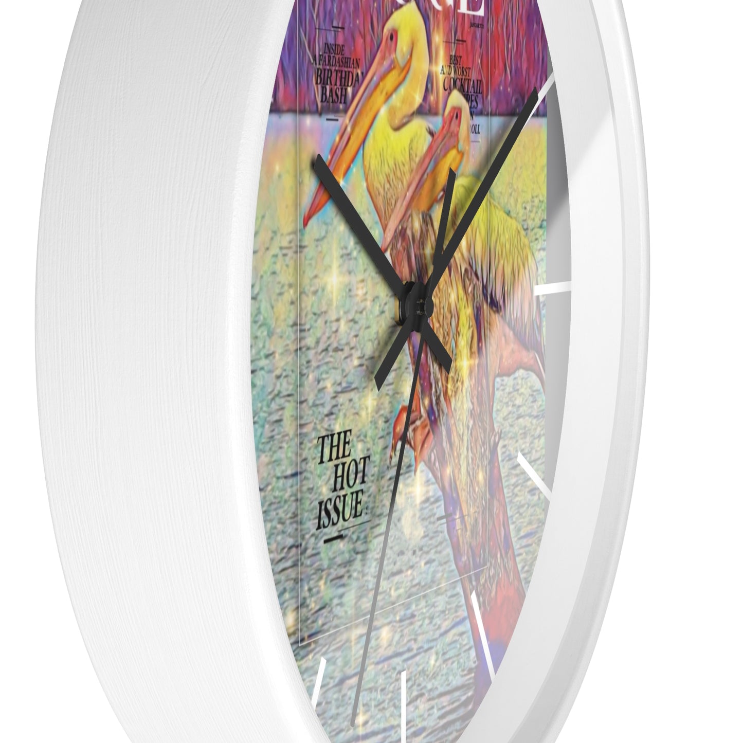 International Pelican Wall Clock – Vintage Rouge Magazine Design