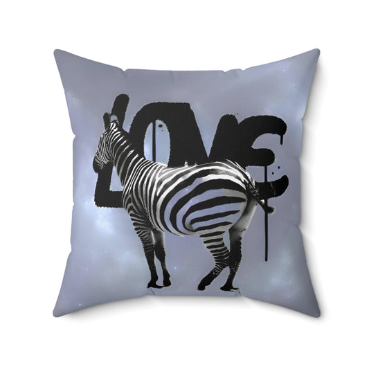 Zebra Spun Polyester Square Pillow - Retro Home Décor Accent