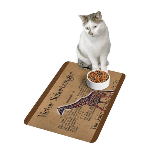 Vintage Giraffe Design Pet Food Mat – Stylish & Practical Pet Bowl Mat