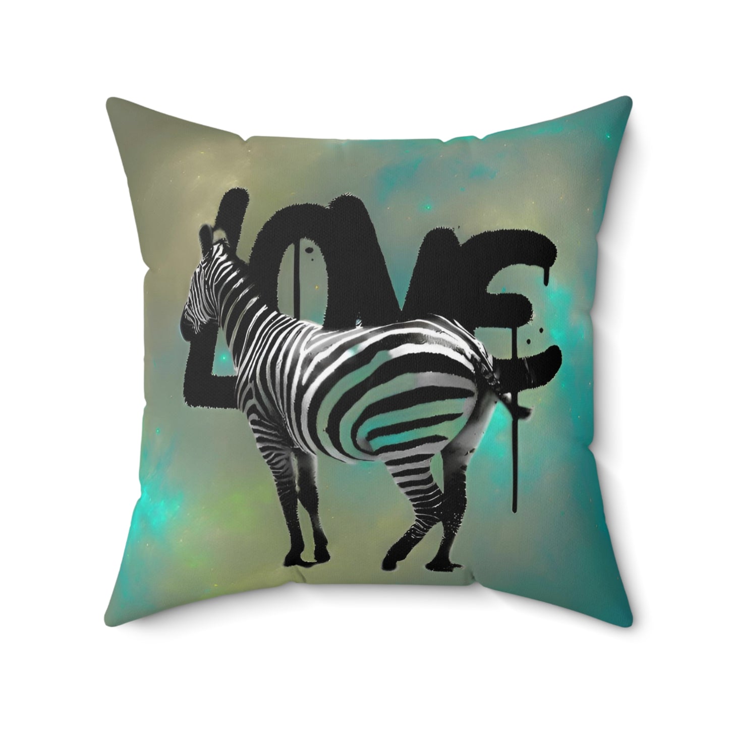 Zebra Love Spun Polyester Square Pillow - Retro Home Decor Accent