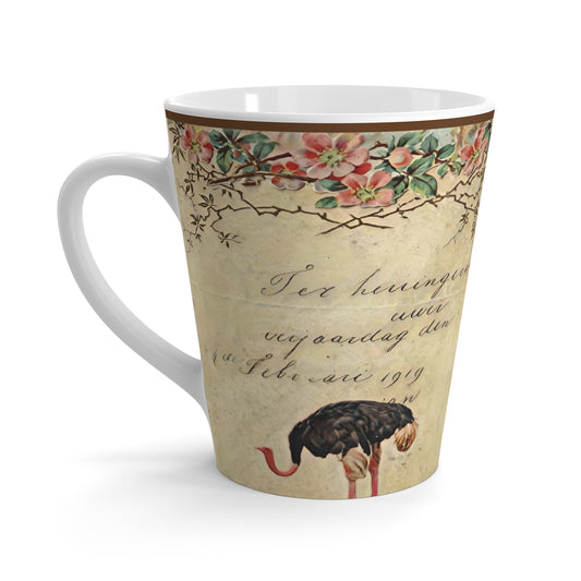 Vintage Ostrich Floral Latte Mug - Perfect Gift for Coffee Lovers