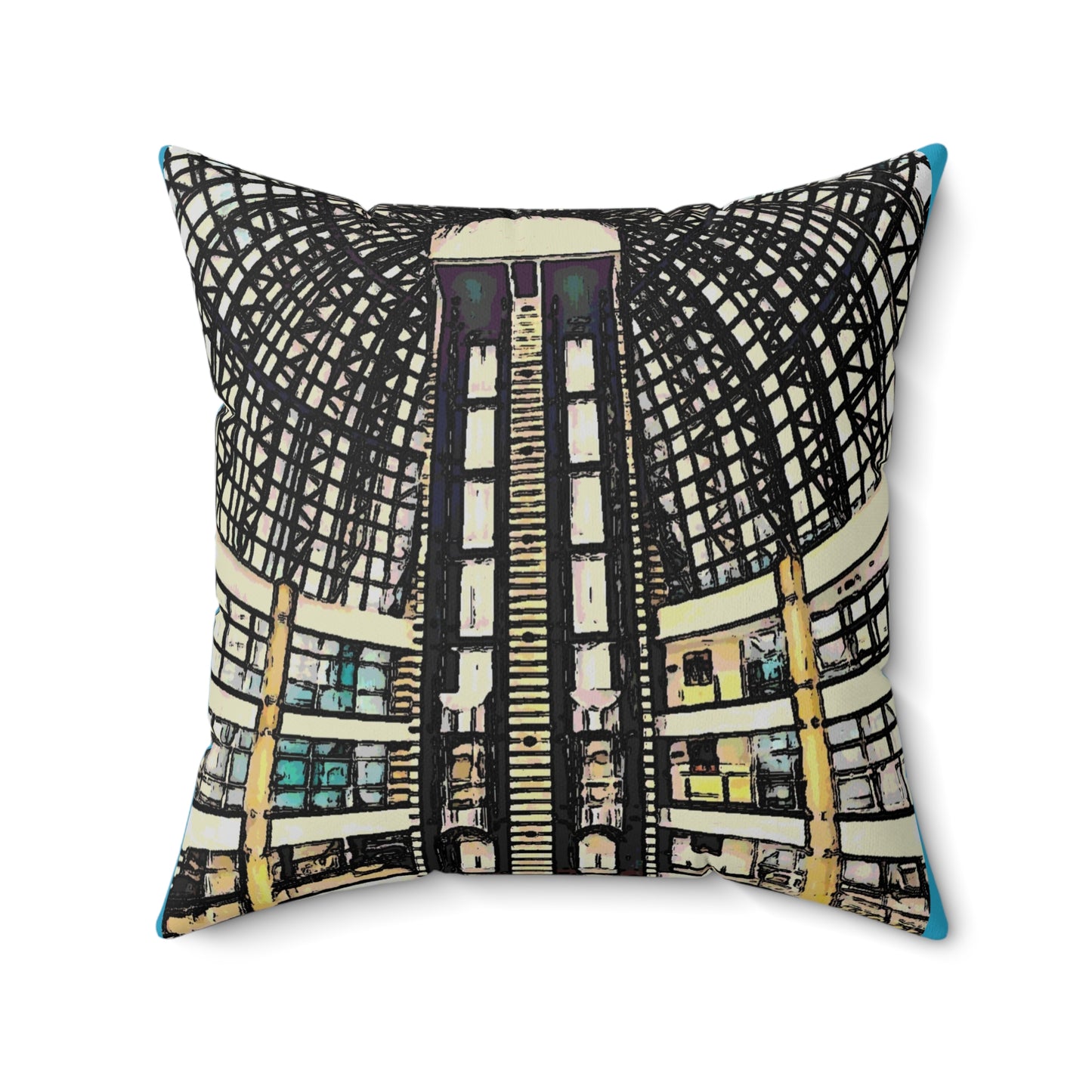 Modern Architectural Design Spun Polyester Square Pillow - Unique Home Decor