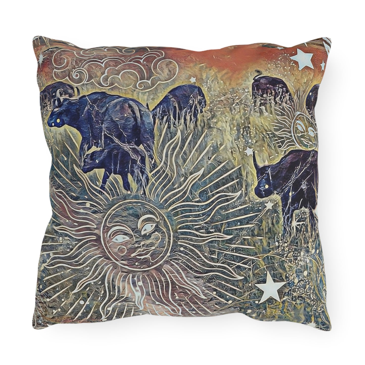 Outdoor Bohemian Galaxy and Carabo Pillow - Perfect for Relaxing Patios and Gardens