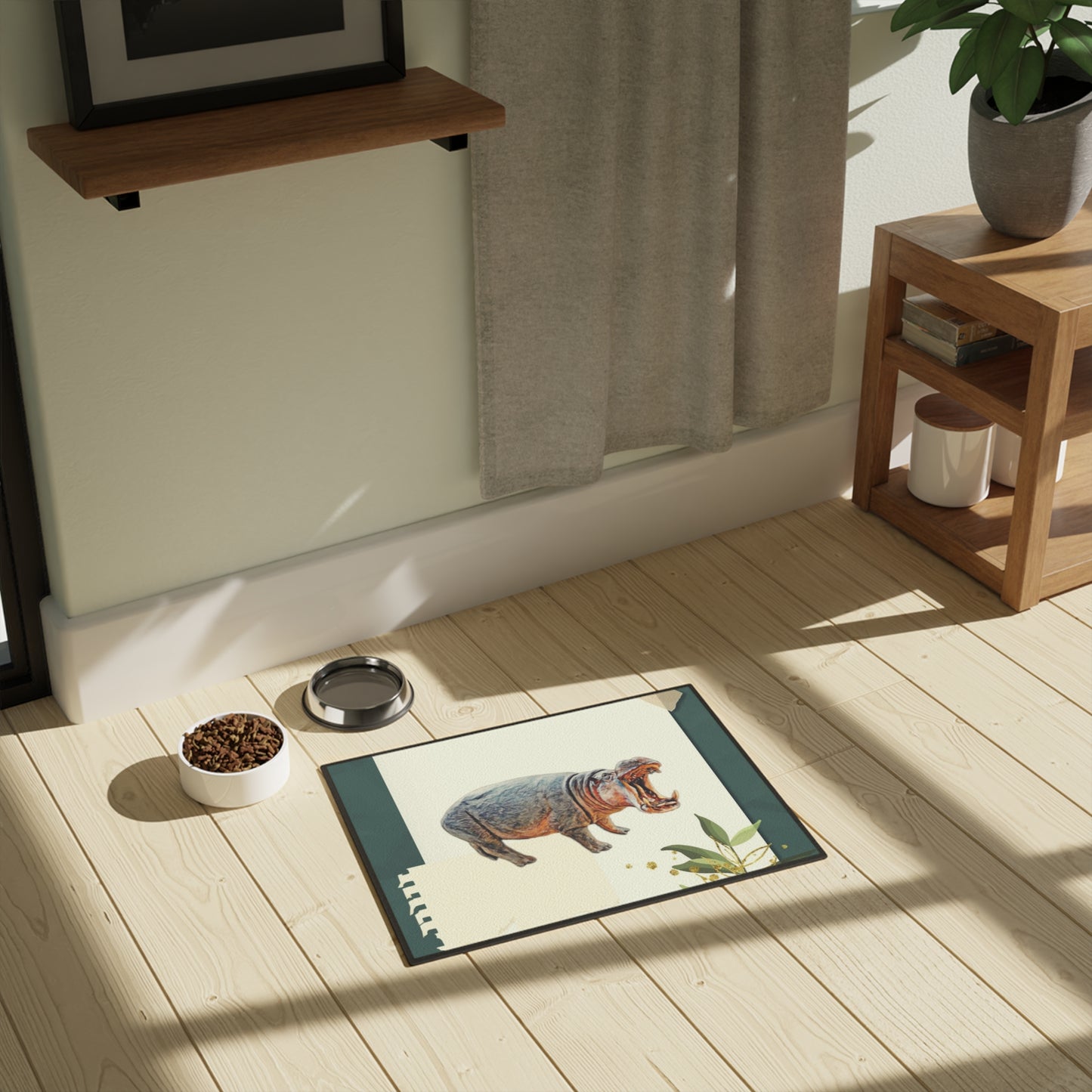 Hippo Design Pet Feeding Mat - 18" x 24" - Stylish Animal Lover's Dog/Cat Mat