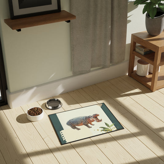 Hippo Design Pet Feeding Mat - 18" x 24" - Stylish Animal Lover's Dog/Cat Mat