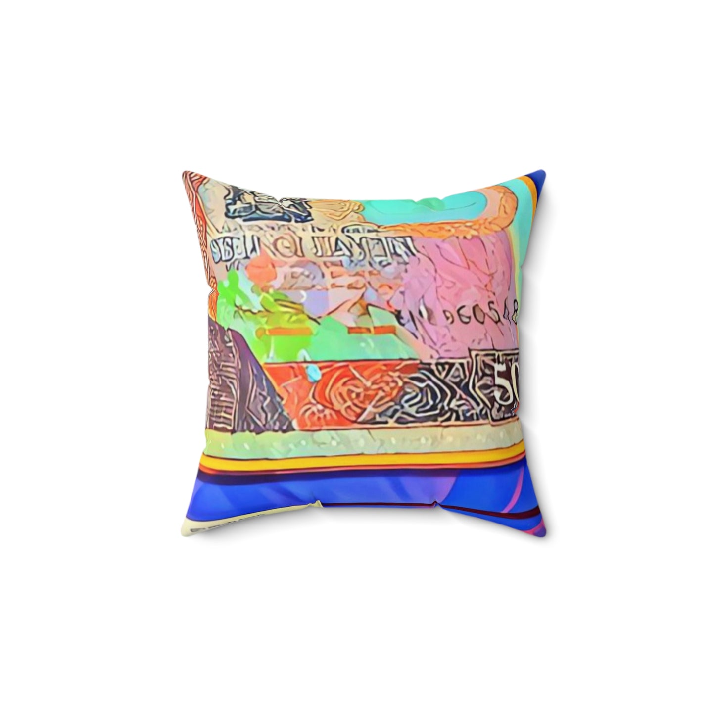 Vibrant Retro Money Art Pillow - For The Internationally Inspired