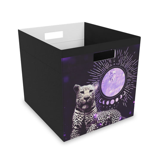 Color Coded Leopard Felt Storage Box - Stylish Organizer with Celestial Design