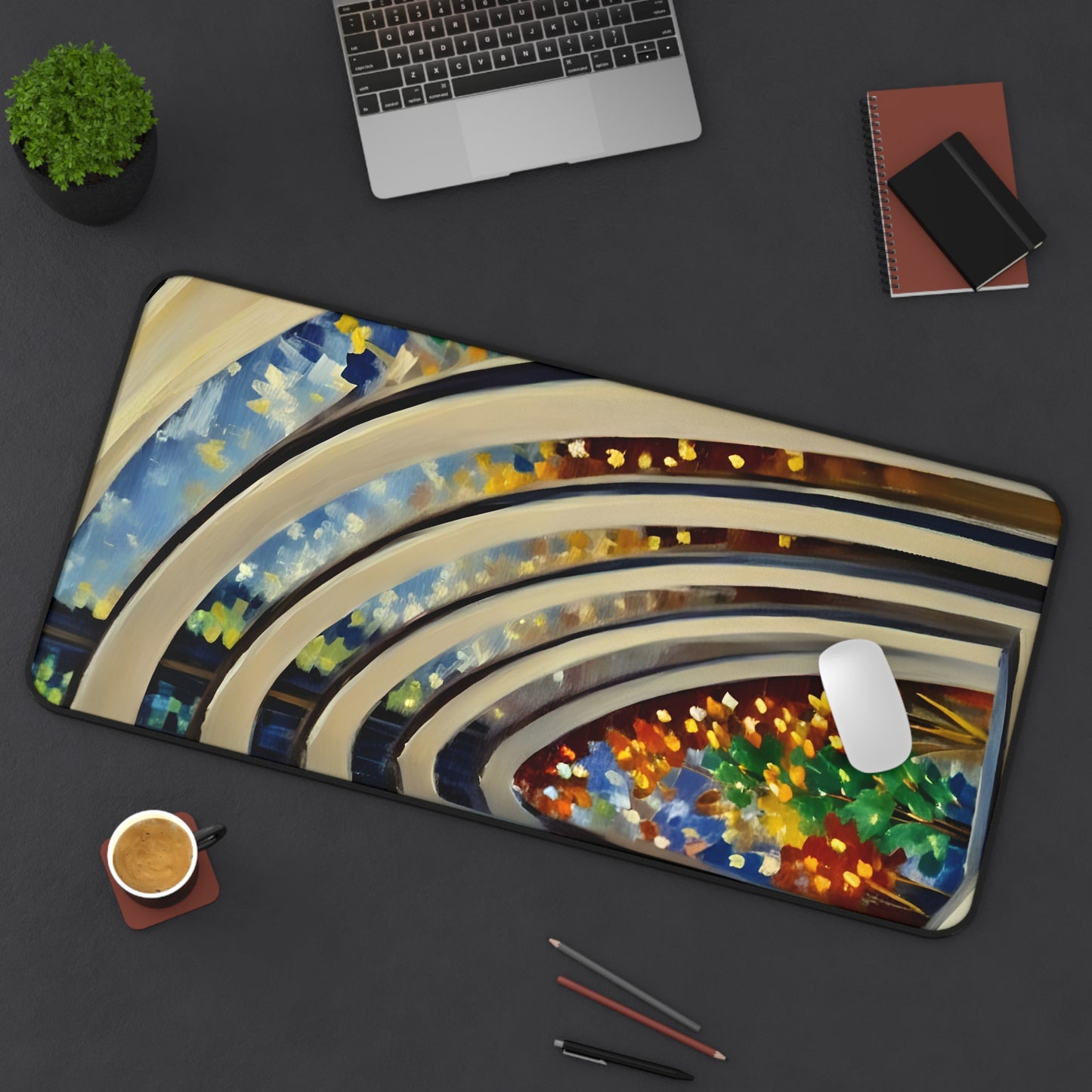 Colorful Abstract Desk Mat - International Design Desk Organizer for Home Office