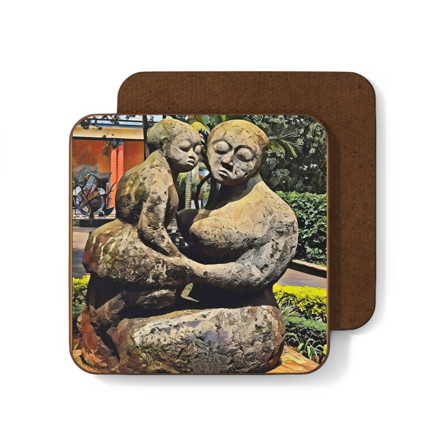 Stone Mother-Child Hardboard Coaster - Unique Home Décor