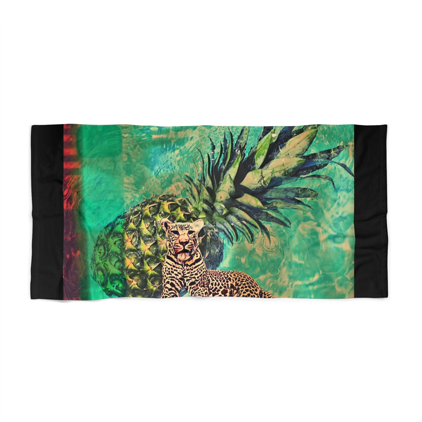 Tropical Leopard Beach Towel - Summer Vibes, Pineapple Design