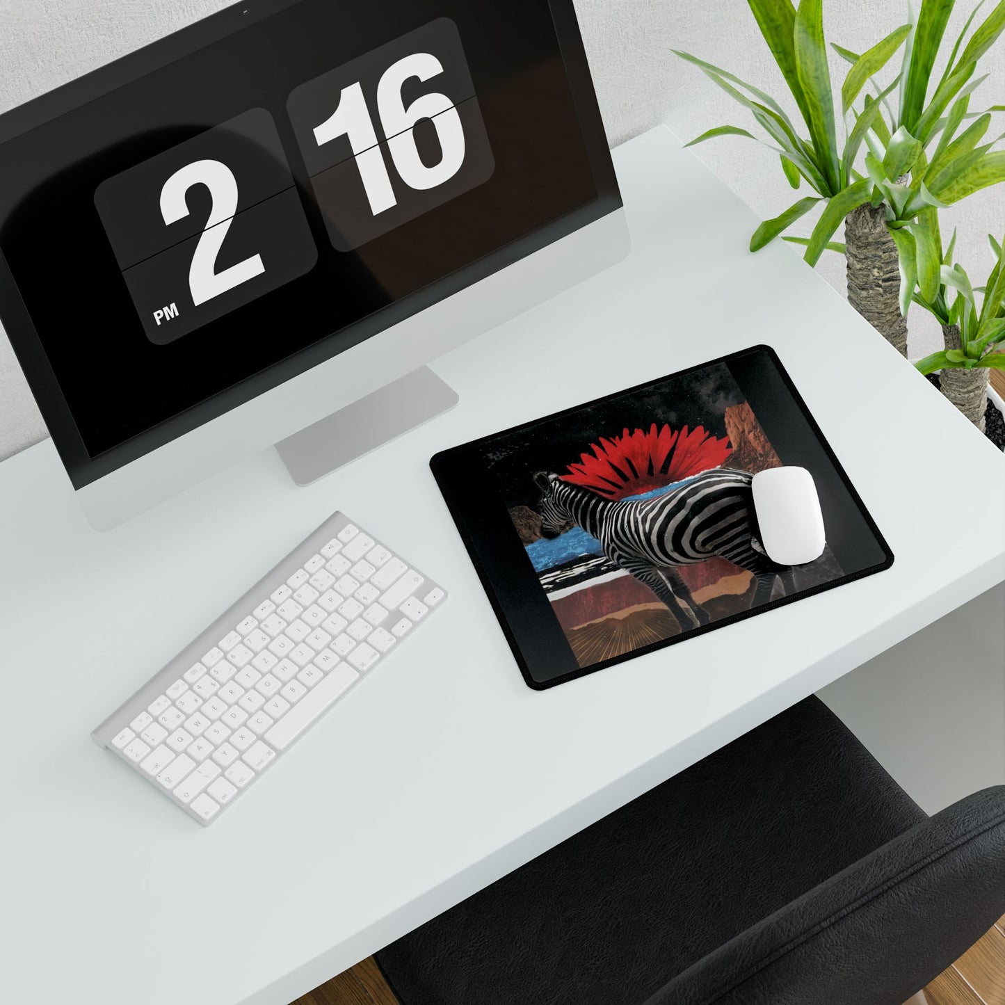 Zebra Sunset Desk Mat - Artistic Office Decor for Unique Workspaces