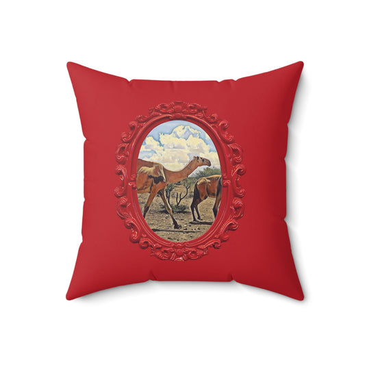 Vintage Rustic Inspired Camel Decor Pillow 14"×14"🐪