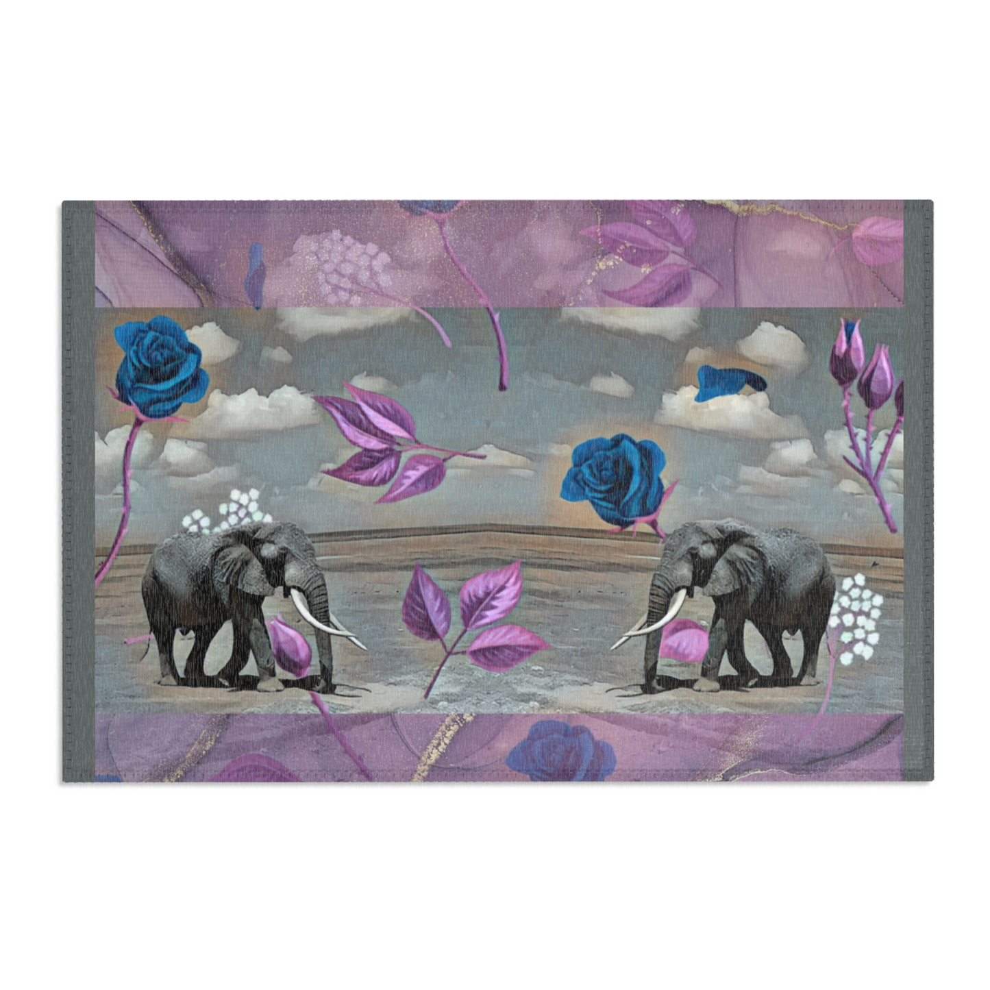 Floral & Elephant Decorative Area Rug - Stylish Nursery Accent  With Matching Pillow