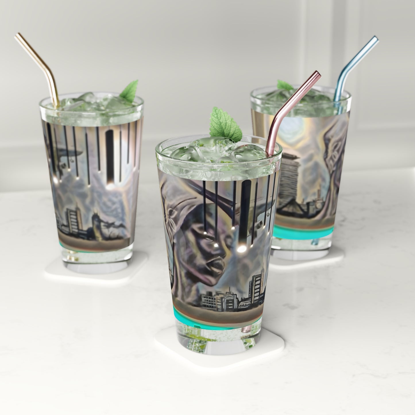 International Urban Art Pint Glass – 16oz | Modern Cityscape Design | Perfect for Celebrations & Gatherings