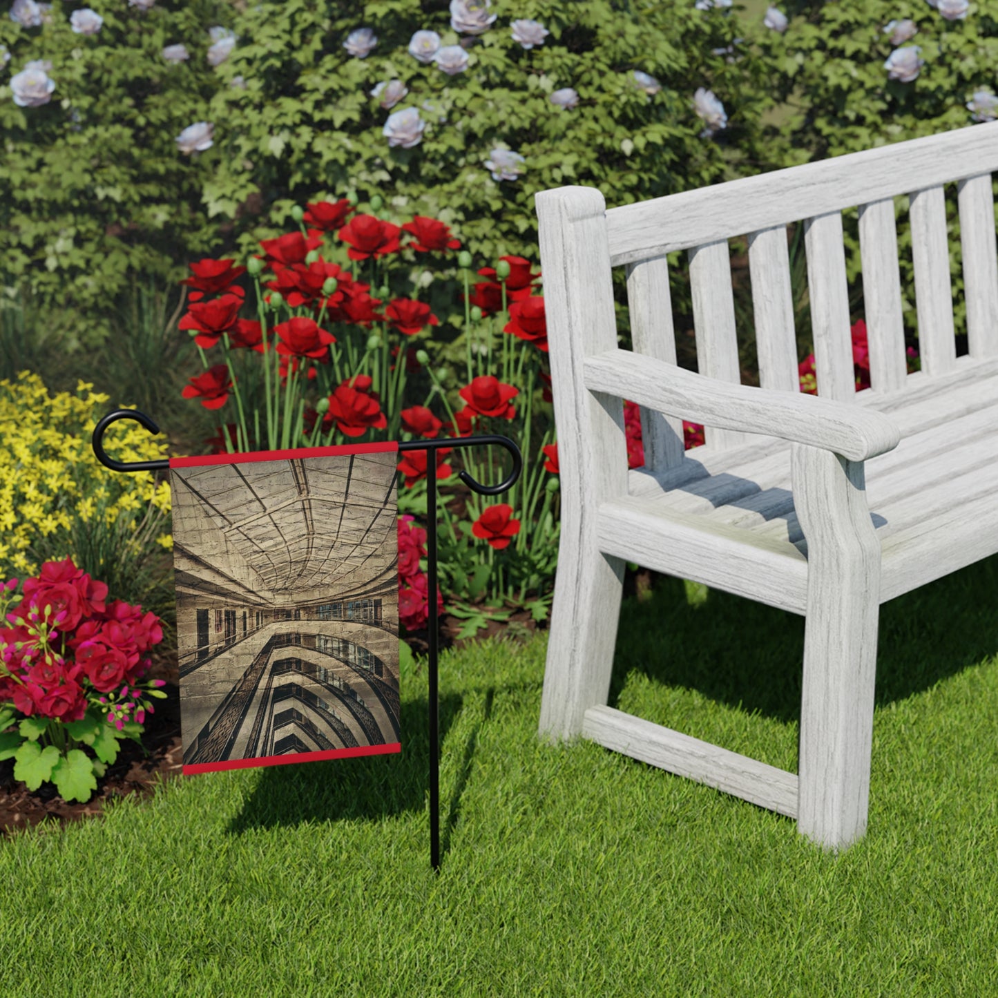 Modern Architectural Garden Banner - Elegant Home Décor