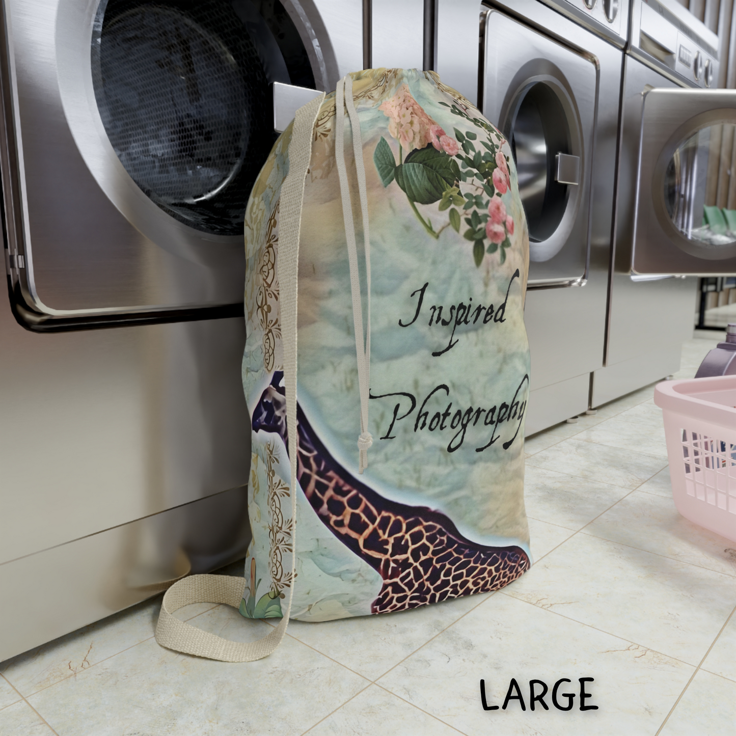 Giraffe Floral Laundry Bag — "Inspired Photography" Drawstring Hamper