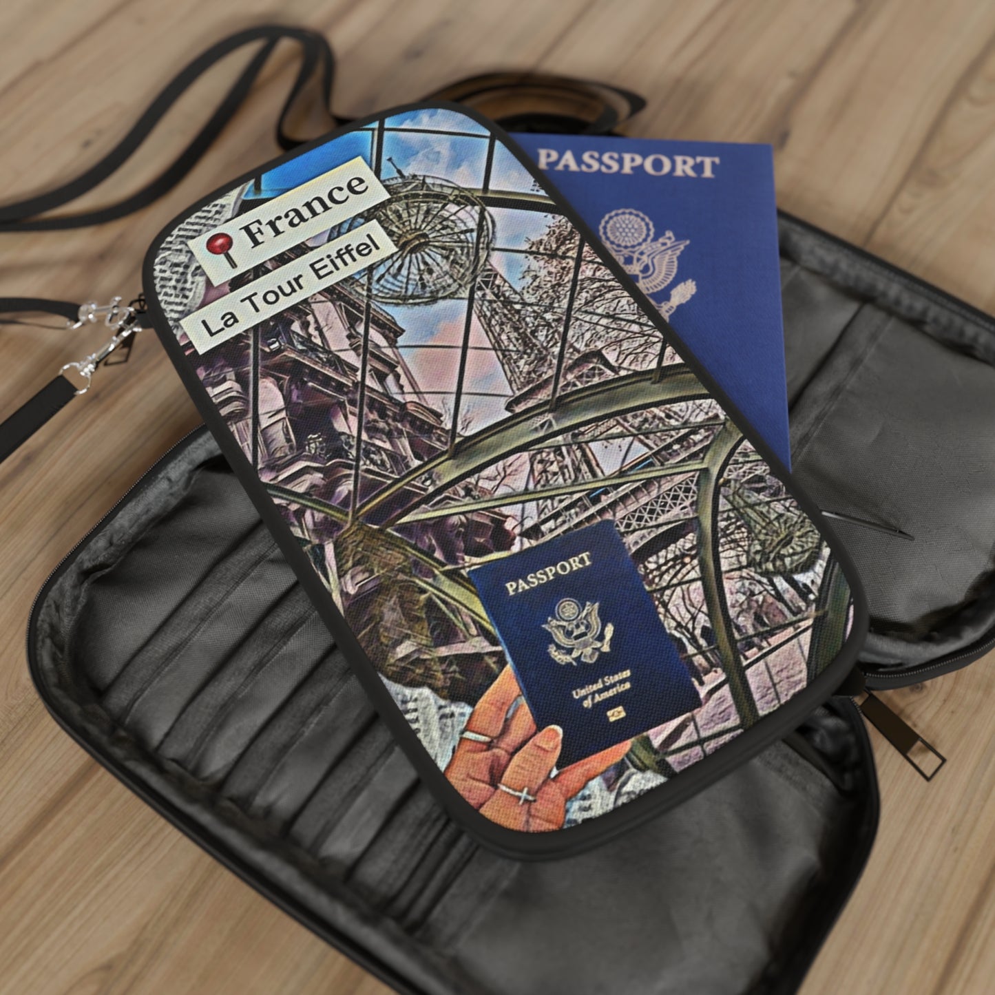 Dinner In Paris Convertible Passport Holder - Internationally Inspired Architectural Design