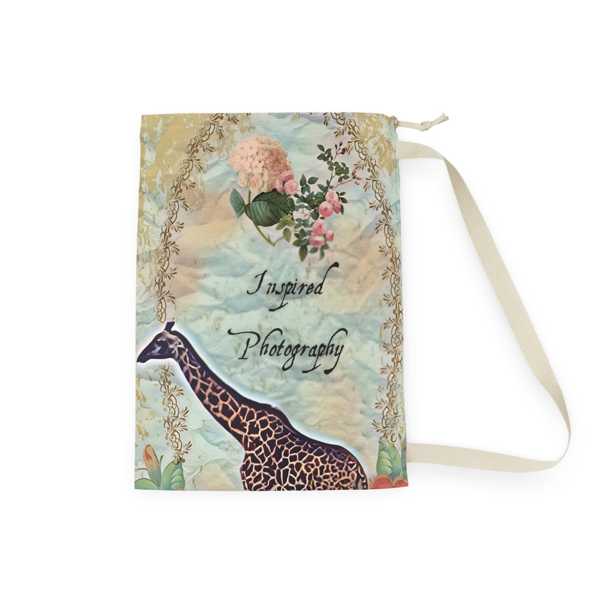 Giraffe Floral Laundry Bag — "Inspired Photography" Drawstring Hamper