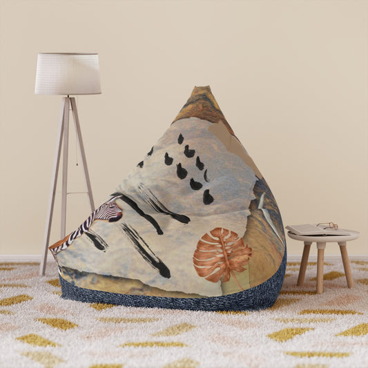Bean Bag Chair Cover — Cozy Boho Safari & Denim Accent