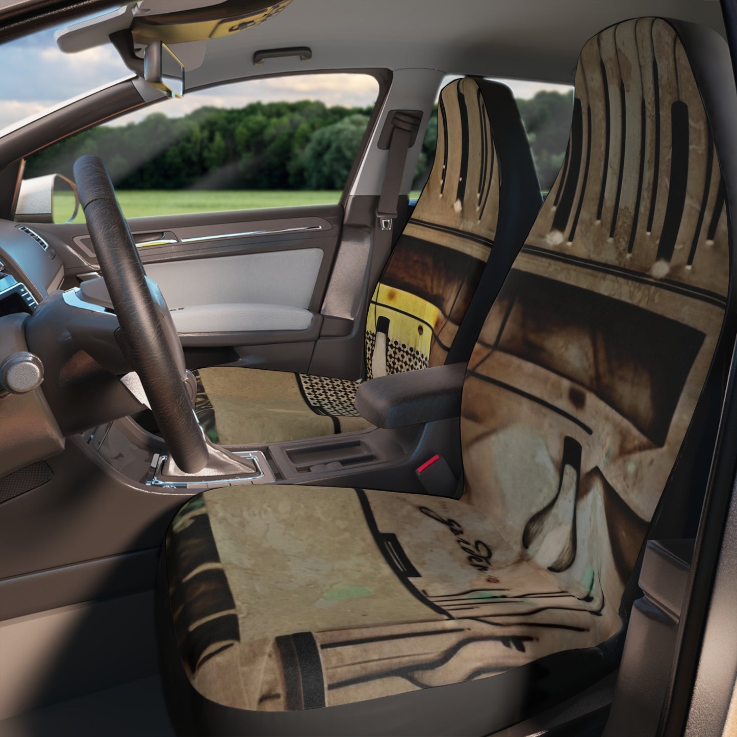 Rustic Interior Car Seat Covers — Polyester Front Seat Protectors