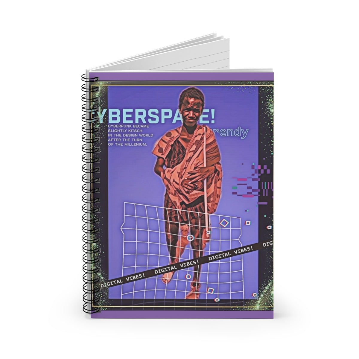 Digital CyberSpace Spiral Notebook - Ruled Line, Digital Art Journal, Creative Writing Notebook, Gift for Artists, Aesthetic Stationery