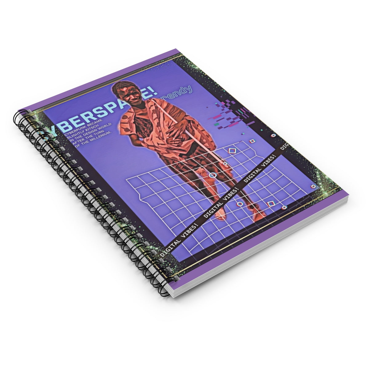 Digital CyberSpace Spiral Notebook - Ruled Line, Digital Art Journal, Creative Writing Notebook, Gift for Artists, Aesthetic Stationery